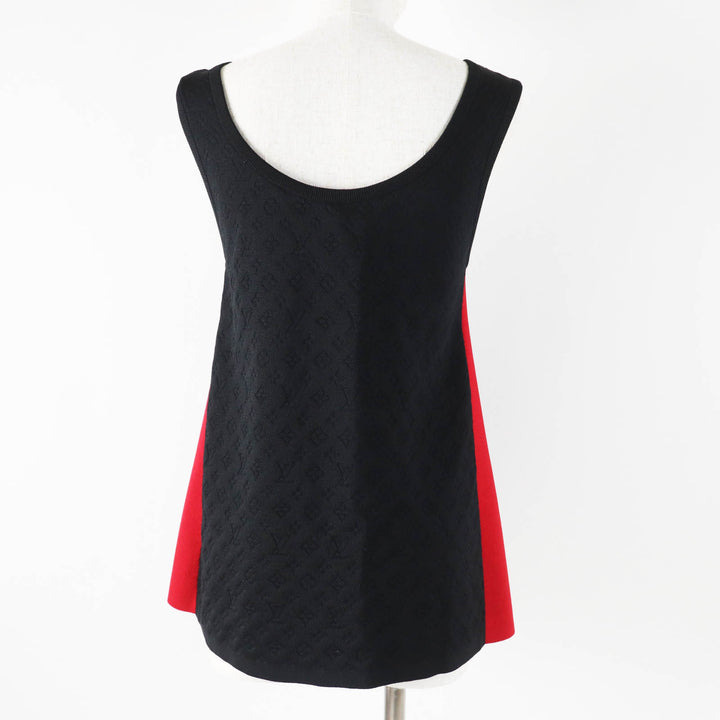 Excellent LOUIS VUITTON Tank top Embossed Monogram Sporty Black red silk Women S