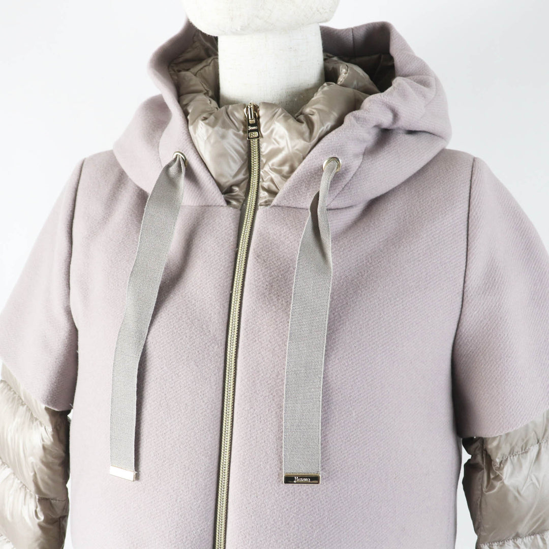 Excellent Herno down coat Switching design gray wool Women 40 PI0983D