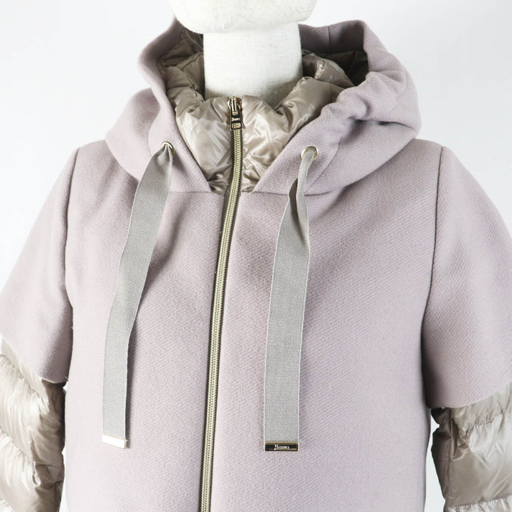 Excellent Herno down coat Switching design gray wool Women 40 PI0983D