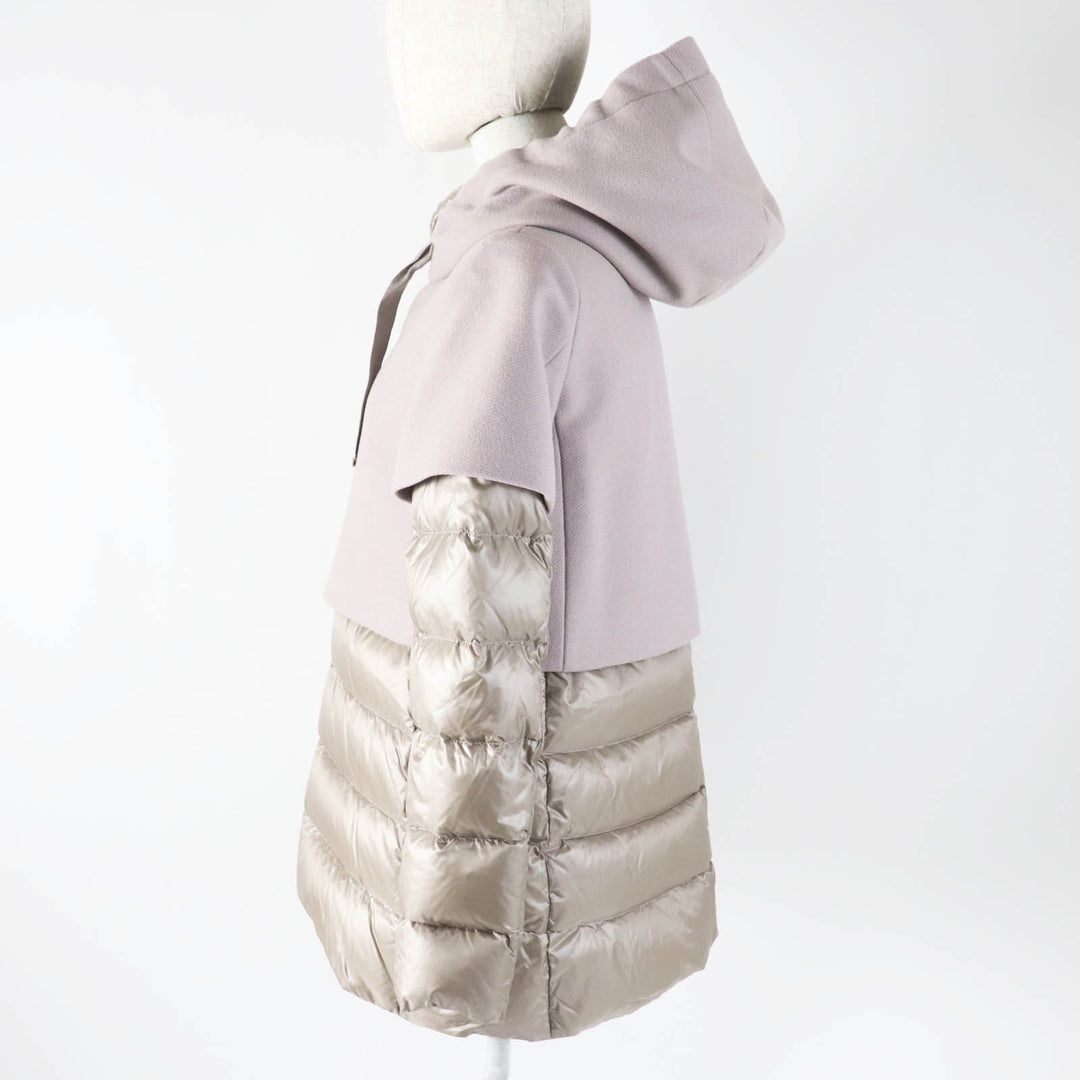 Excellent Herno down coat Switching design gray wool Women 40 PI0983D