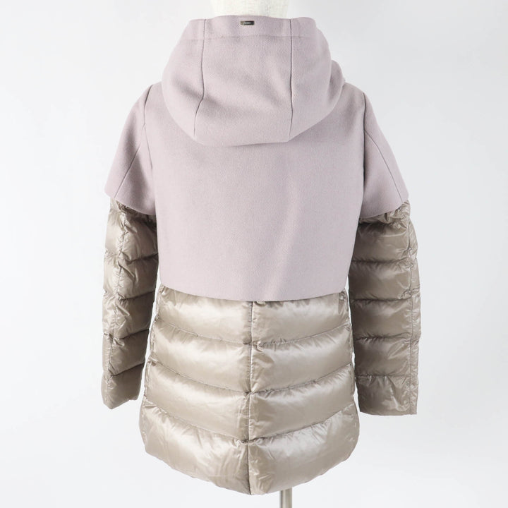 Excellent Herno down coat Switching design gray wool Women 40 PI0983D