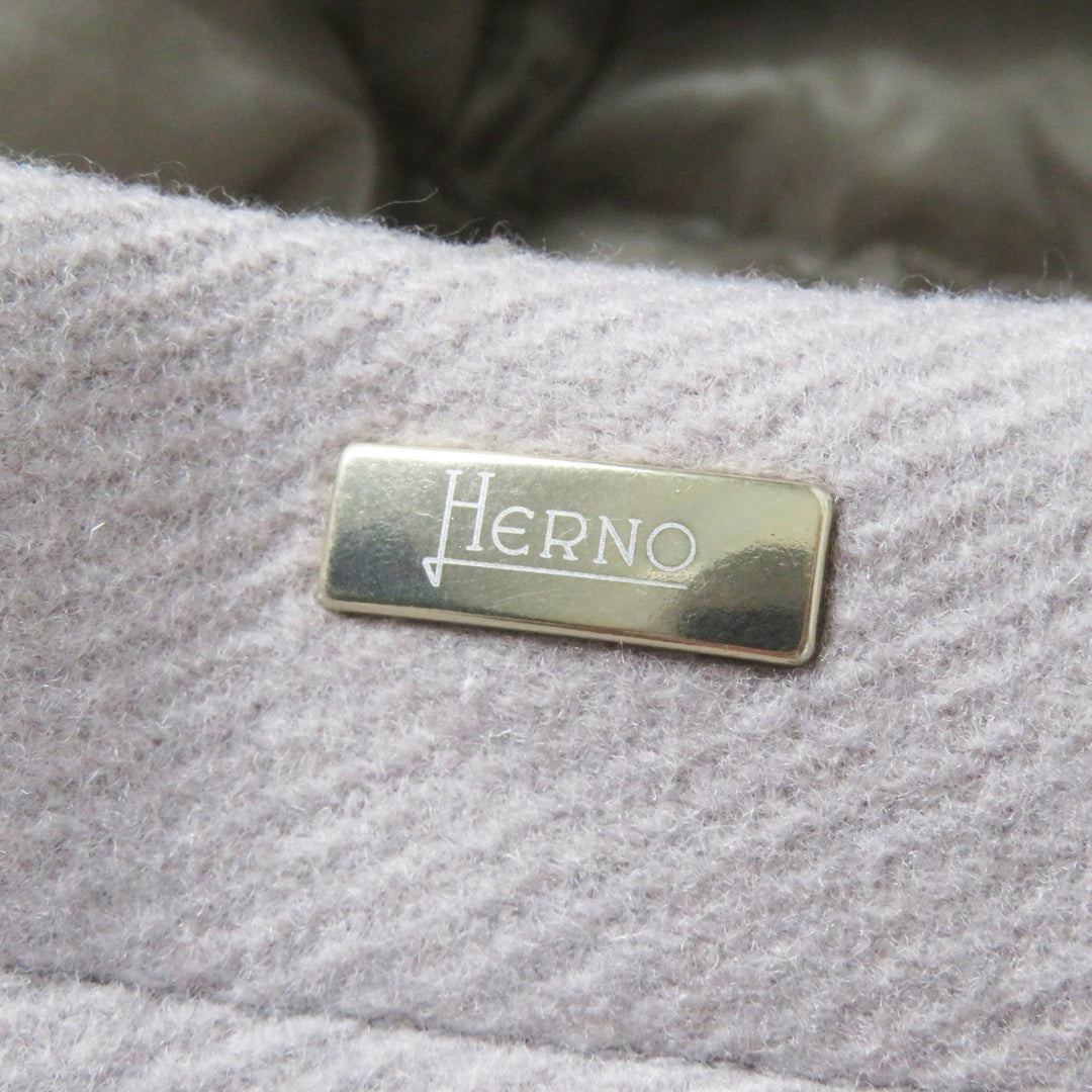 Excellent Herno down coat Switching design gray wool Women 40 PI0983D