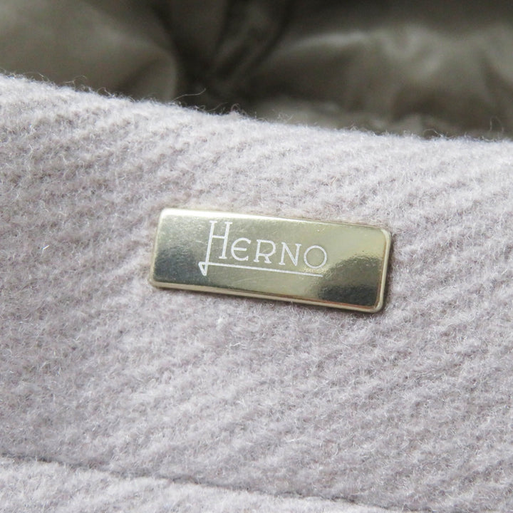 Excellent Herno down coat Switching design gray wool Women 40 PI0983D