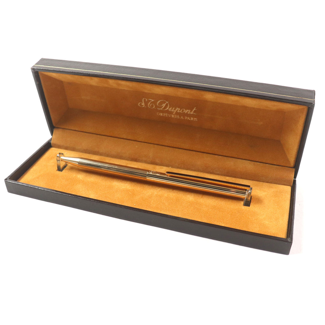 Great Dupont Ballpoint pen PG stripe with engraved logo and twist fastening gold mens