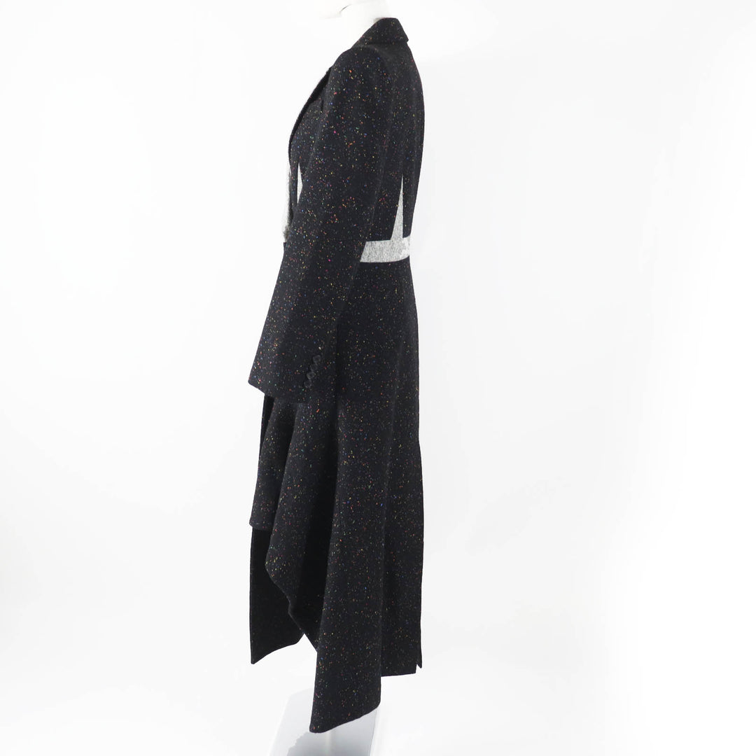 Excellent Alexander McQueen coat long tweed black multi wool Women 40 627522