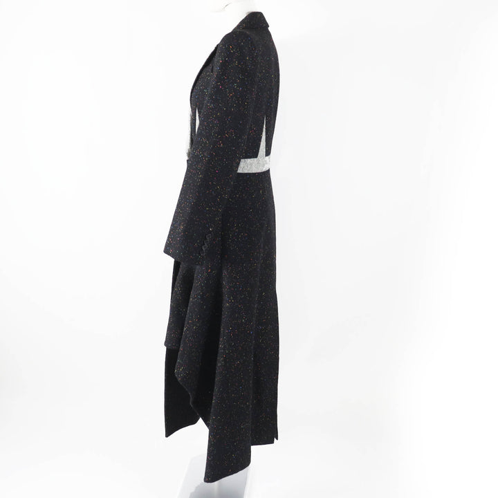 Excellent Alexander McQueen coat long tweed black multi wool Women 40 627522
