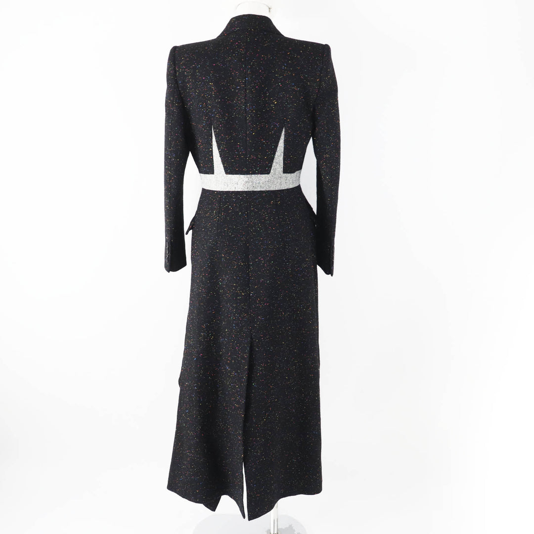 Excellent Alexander McQueen coat long tweed black multi wool Women 40 627522