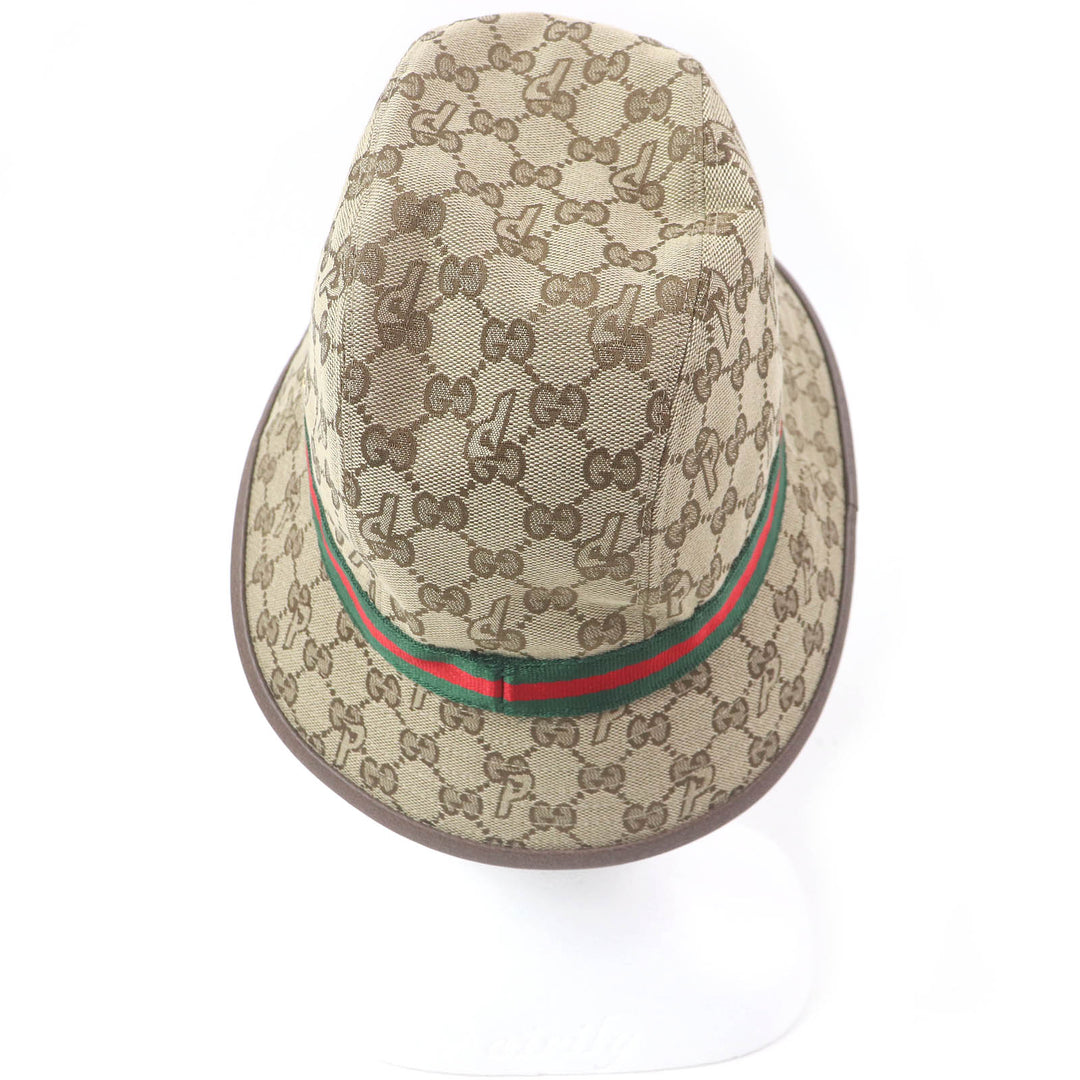 Great GUCCI Palace hat Web Line Bucket beige polyester mens 726133