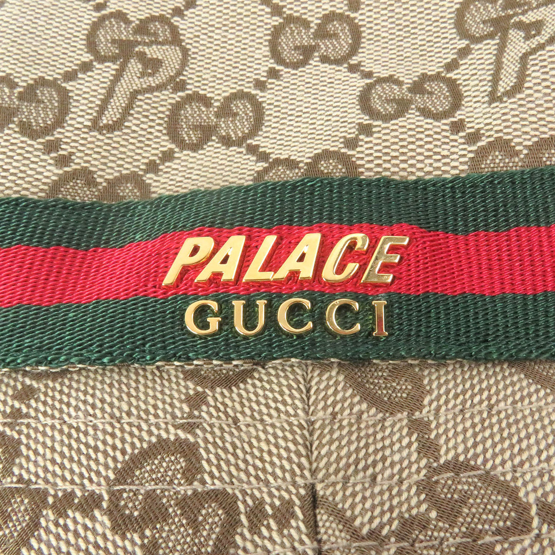 Great GUCCI Palace hat Web Line Bucket beige polyester mens 726133