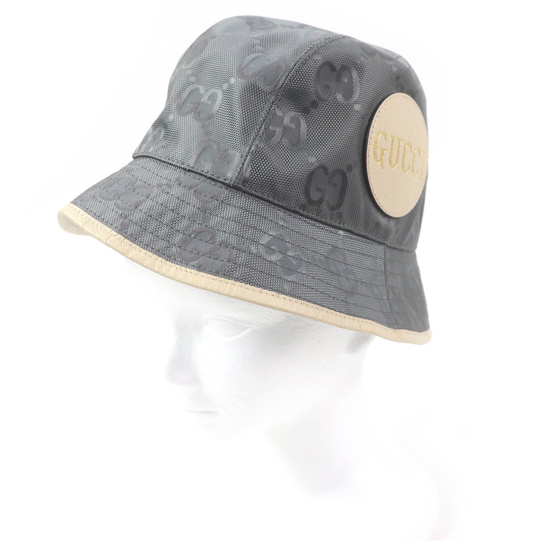 Excellent GUCCI hat Off The Grid GG logo bucket gray Nylon mens 627115