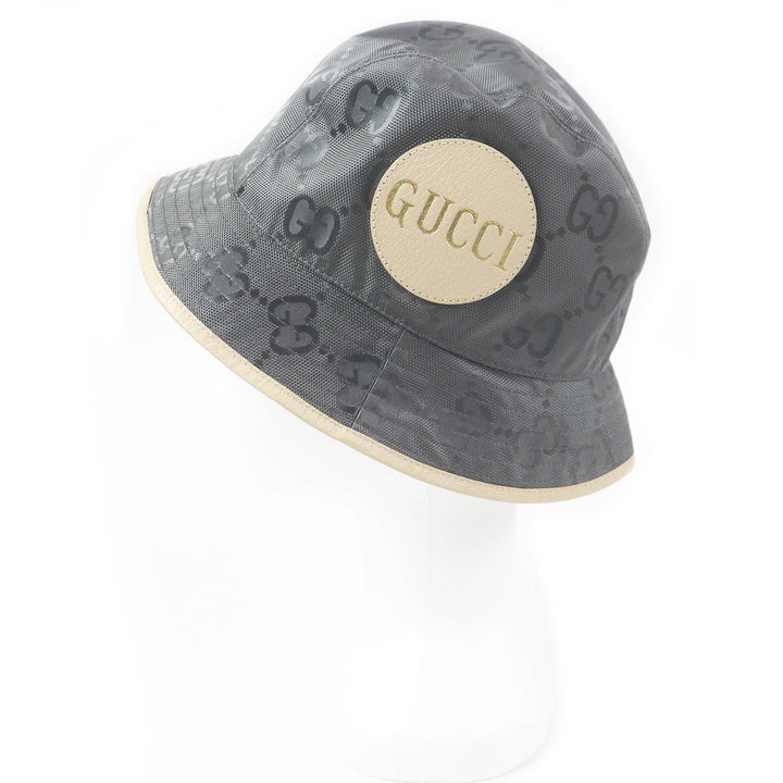 Excellent GUCCI hat Off The Grid GG logo bucket gray Nylon mens 627115