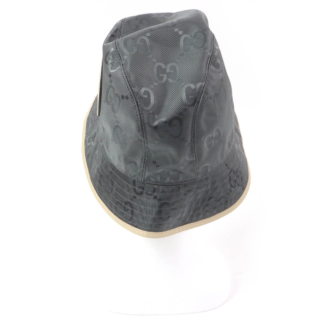 Excellent GUCCI hat Off The Grid GG logo bucket gray Nylon mens 627115