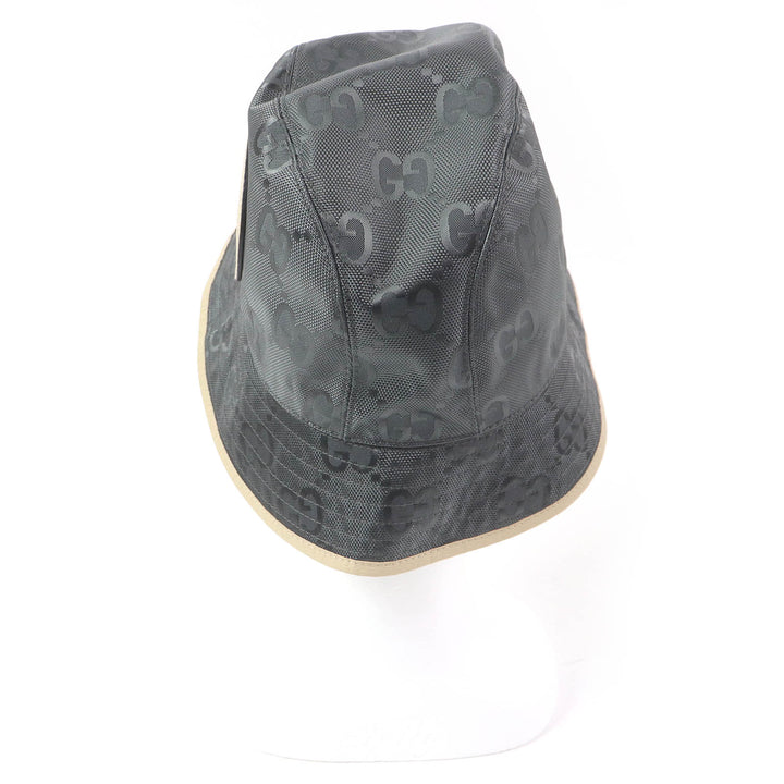 Excellent GUCCI hat Off The Grid GG logo bucket gray Nylon mens 627115