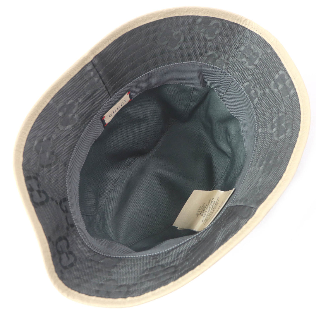 Excellent GUCCI hat Off The Grid GG logo bucket gray Nylon mens 627115