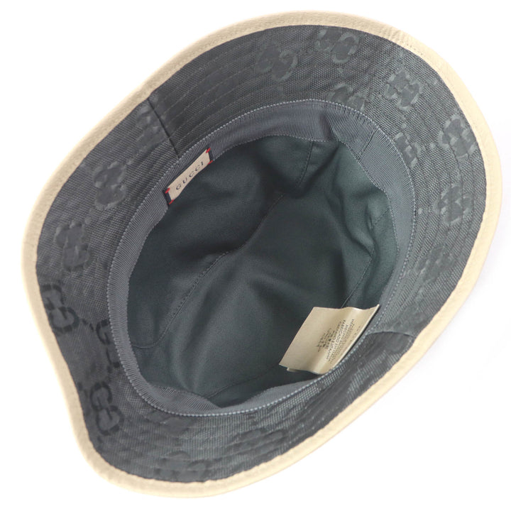 Excellent GUCCI hat Off The Grid GG logo bucket gray Nylon mens 627115