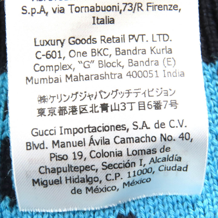 Pristine GUCCI cardigan GG Pattern V-neck Logo Button Knit blue-black wool mens