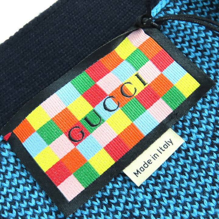Pristine GUCCI cardigan GG Pattern V-neck Logo Button Knit blue-black wool mens