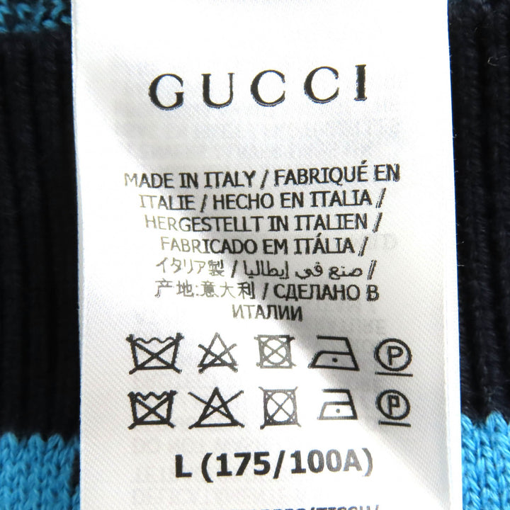 Pristine GUCCI cardigan GG Pattern V-neck Logo Button Knit blue-black wool mens