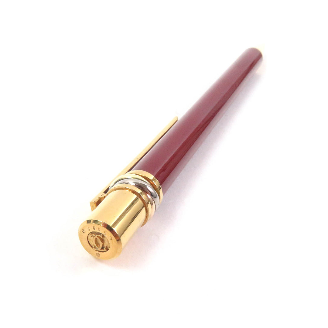 Great Cartier Ballpoint pen Must de Cartier logo twist style Bordeaux gold mens