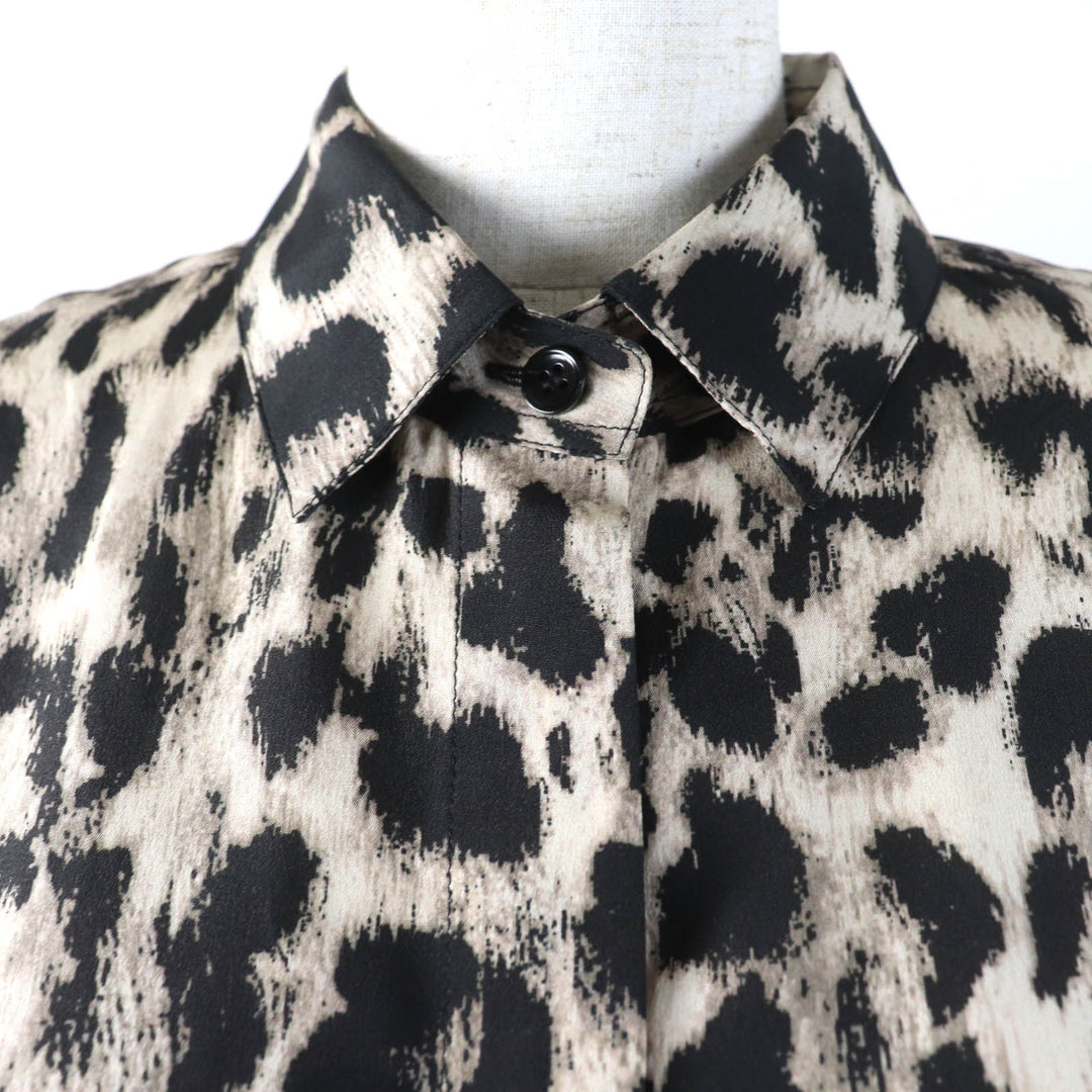 Excellent SAINT LAURENT PARIS Long sleeve shirt Hidden Front Brown silk Women 36