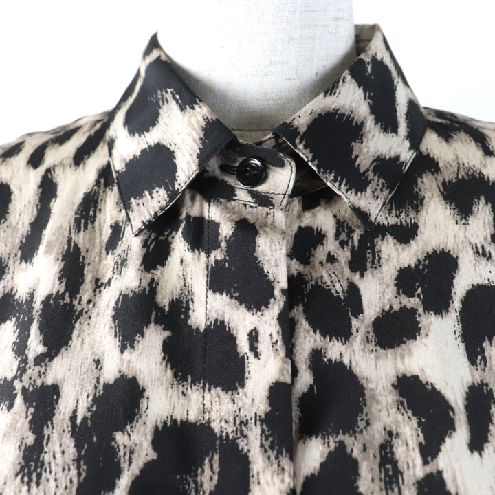 Excellent SAINT LAURENT PARIS Long sleeve shirt Hidden Front Brown silk Women 36