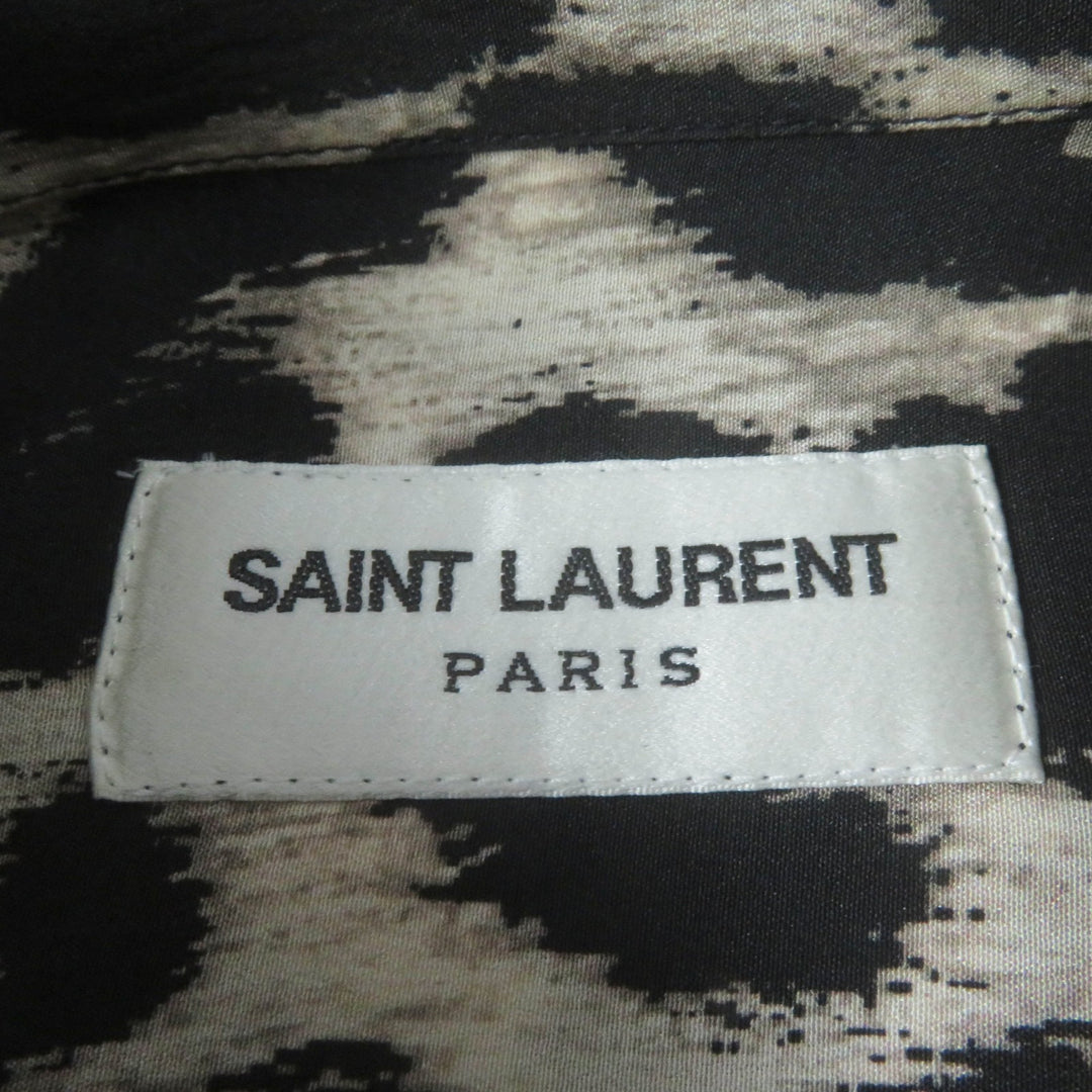 Excellent SAINT LAURENT PARIS Long sleeve shirt Hidden Front Brown silk Women 36