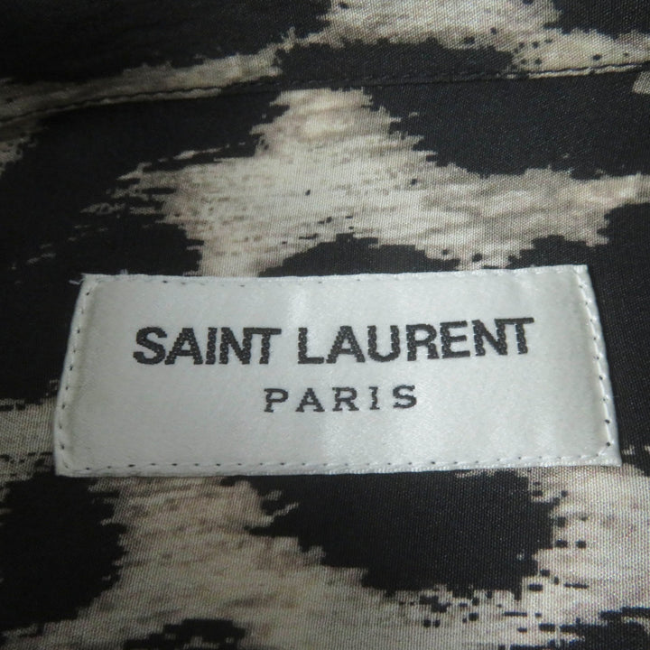 Excellent SAINT LAURENT PARIS Long sleeve shirt Hidden Front Brown silk Women 36