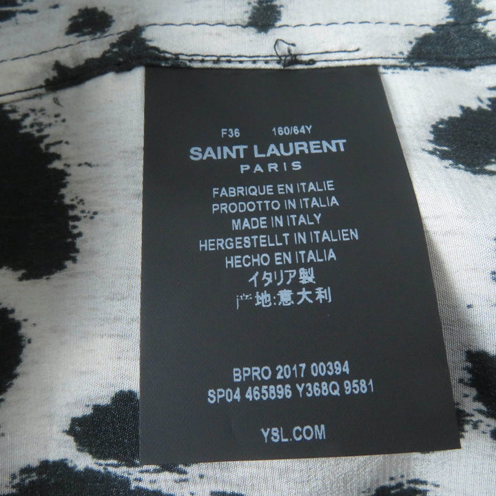 Excellent SAINT LAURENT PARIS Long sleeve shirt Hidden Front Brown silk Women 36