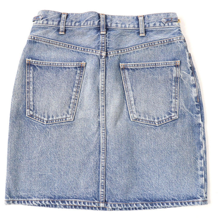 Pristine CELINE skirt Washed denim with logoChain Indigo cotton Women 28 S195