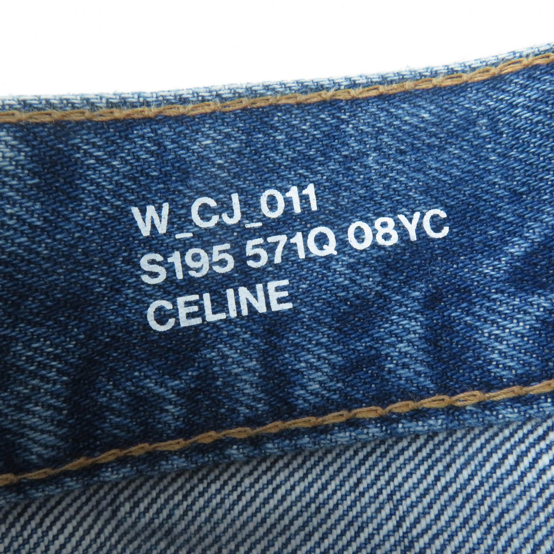 Pristine CELINE skirt Washed denim with logoChain Indigo cotton Women 28 S195