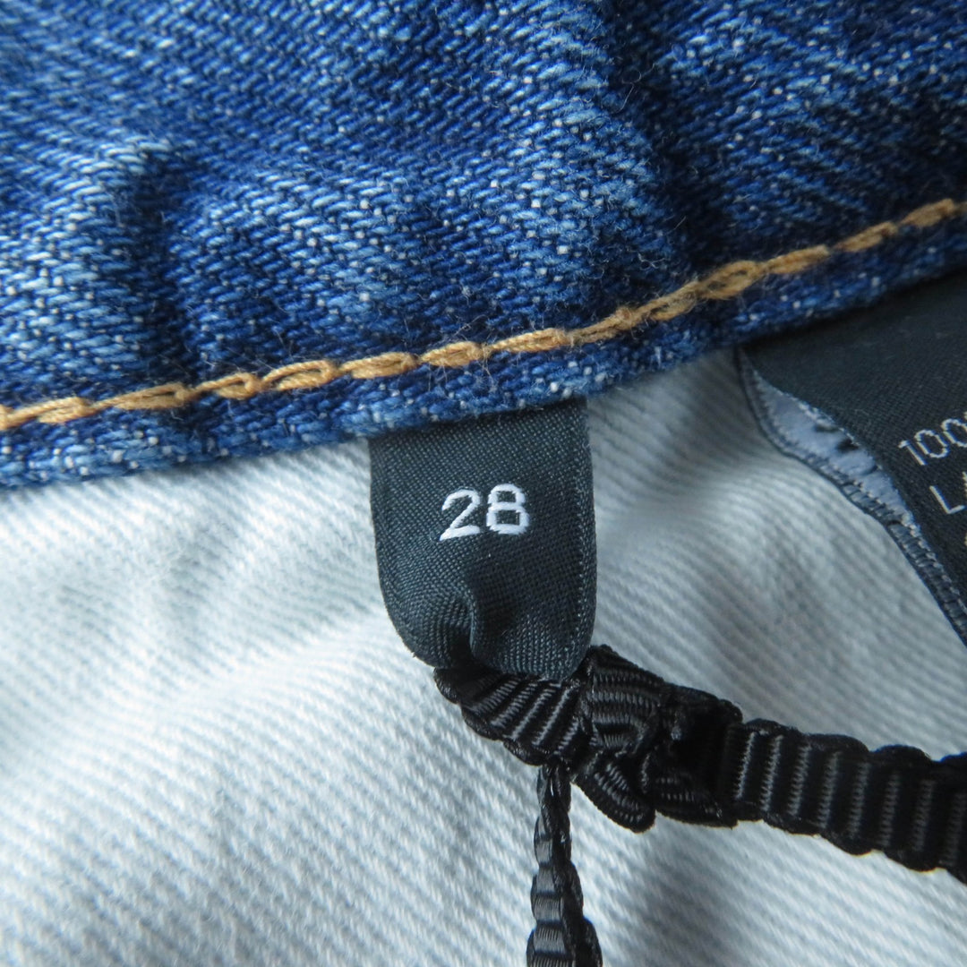 Pristine CELINE skirt Washed denim with logoChain Indigo cotton Women 28 S195