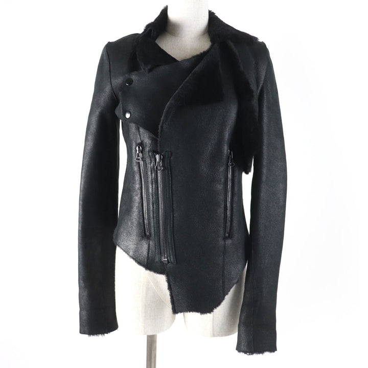 Great HELMUT LANG Mouton jacket Sheepskin Drape black Sheep leather Women