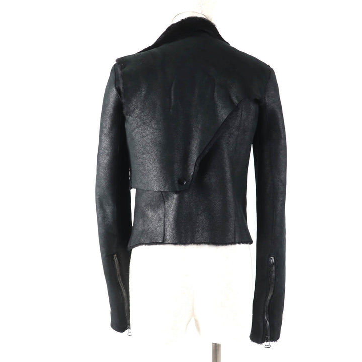 Great HELMUT LANG Mouton jacket Sheepskin Drape black Sheep leather Women