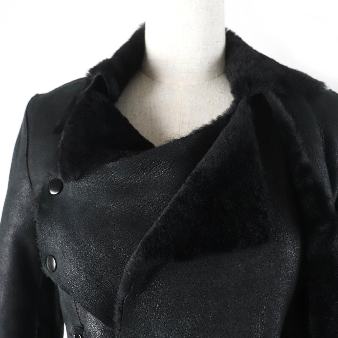 Great HELMUT LANG Mouton jacket Sheepskin Drape black Sheep leather Women