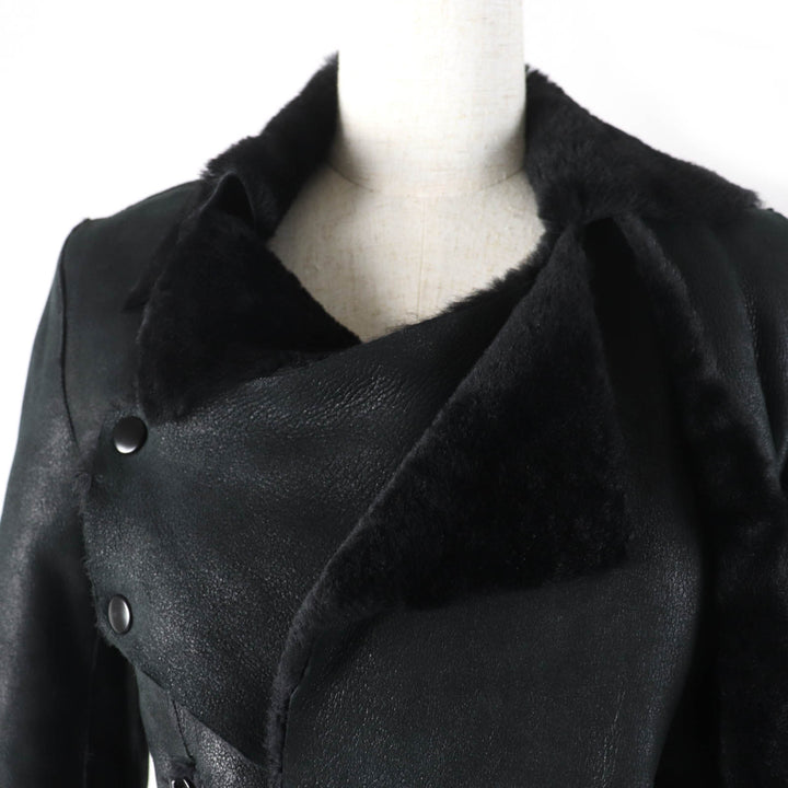 Great HELMUT LANG Mouton jacket Sheepskin Drape black Sheep leather Women