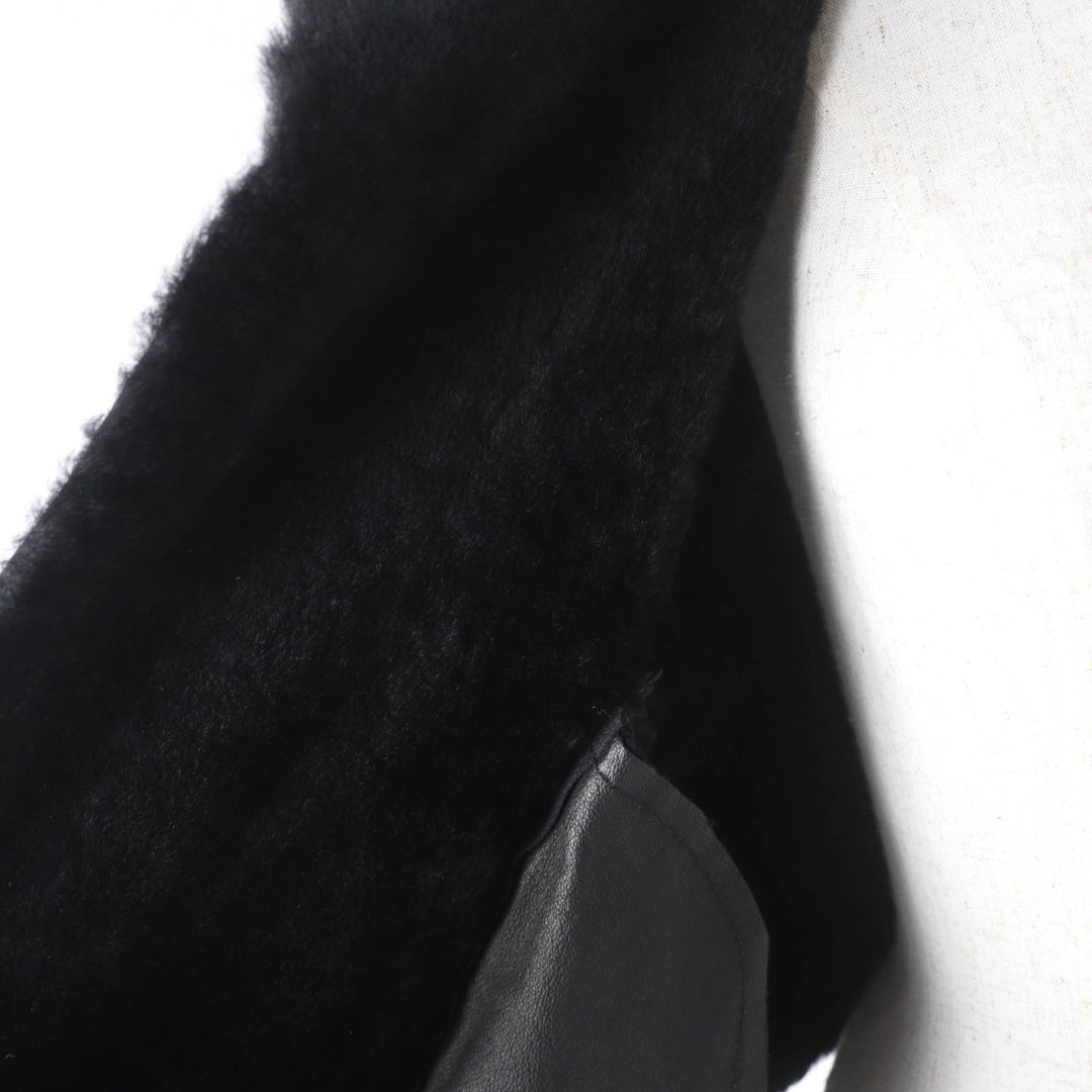 Great HELMUT LANG Mouton jacket Sheepskin Drape black Sheep leather Women