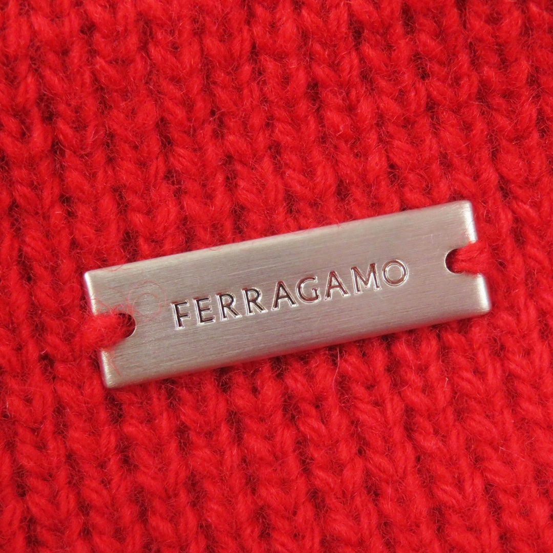 Excellent Salvatore Ferragamo skirt Knee-length A-line knit with logo Red wool