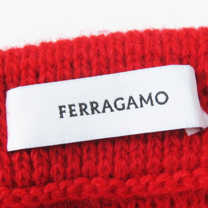 Excellent Salvatore Ferragamo skirt Knee-length A-line knit with logo Red wool Women M
