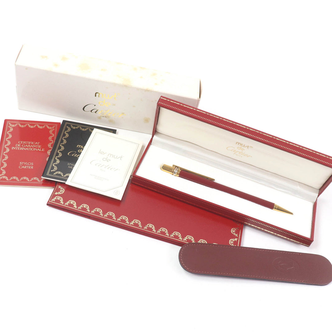 Excellent Cartier Ballpoint pen Trinity de Cartier Double C with logo Bordeaux gold mens