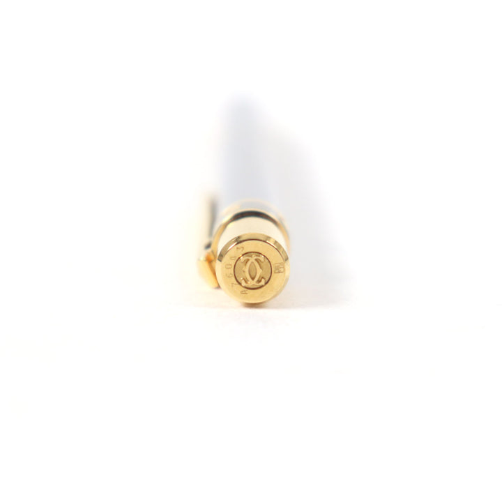 Excellent Cartier Ballpoint pen Logo engraved twist style Silver gold mens