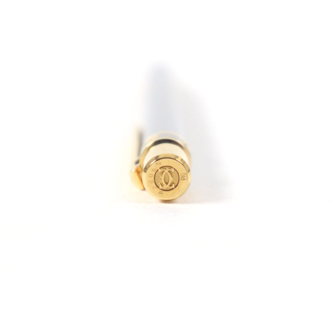 Excellent Cartier Ballpoint pen Logo engraved twist style Silver gold mens