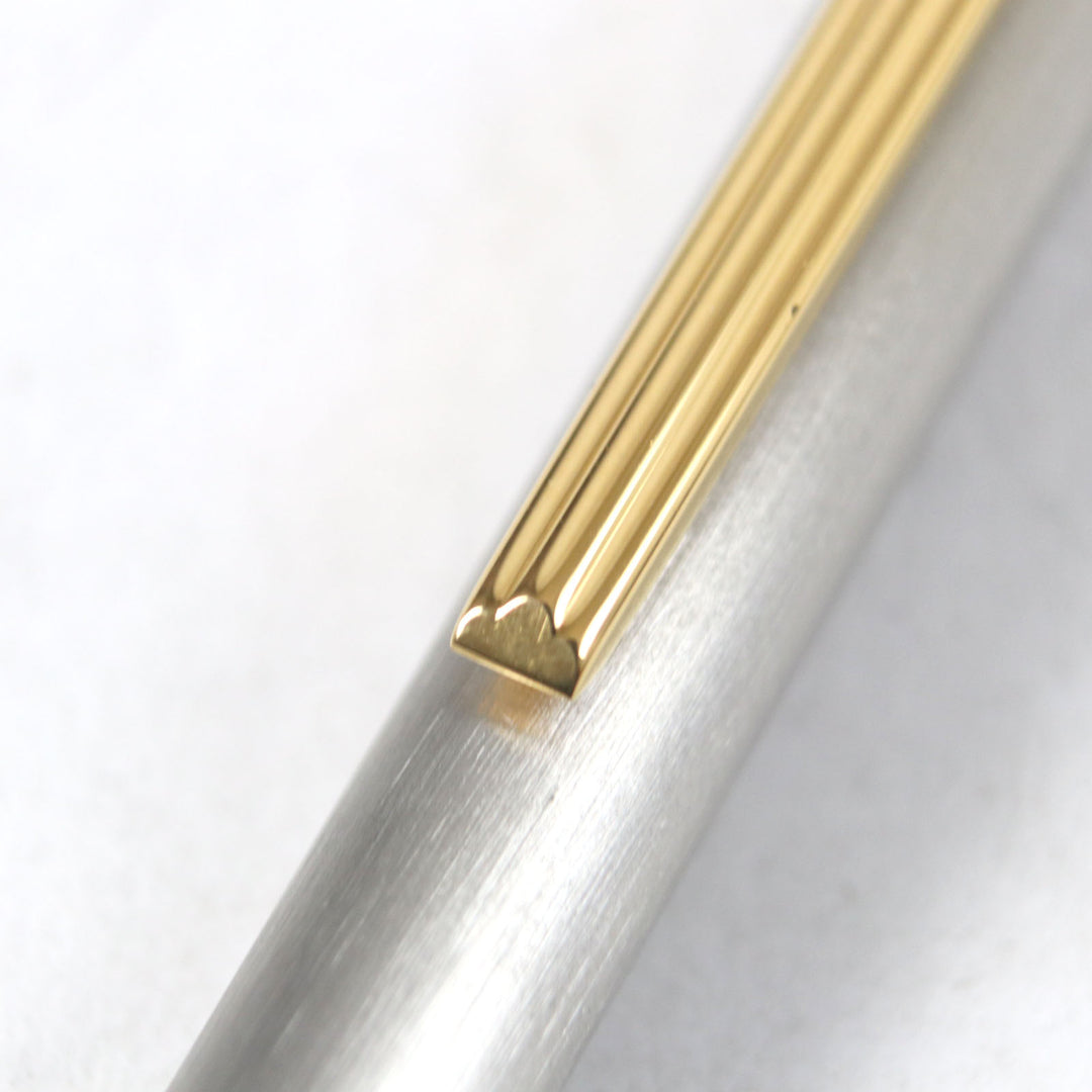 Excellent Cartier Ballpoint pen Logo engraved twist style Silver gold mens