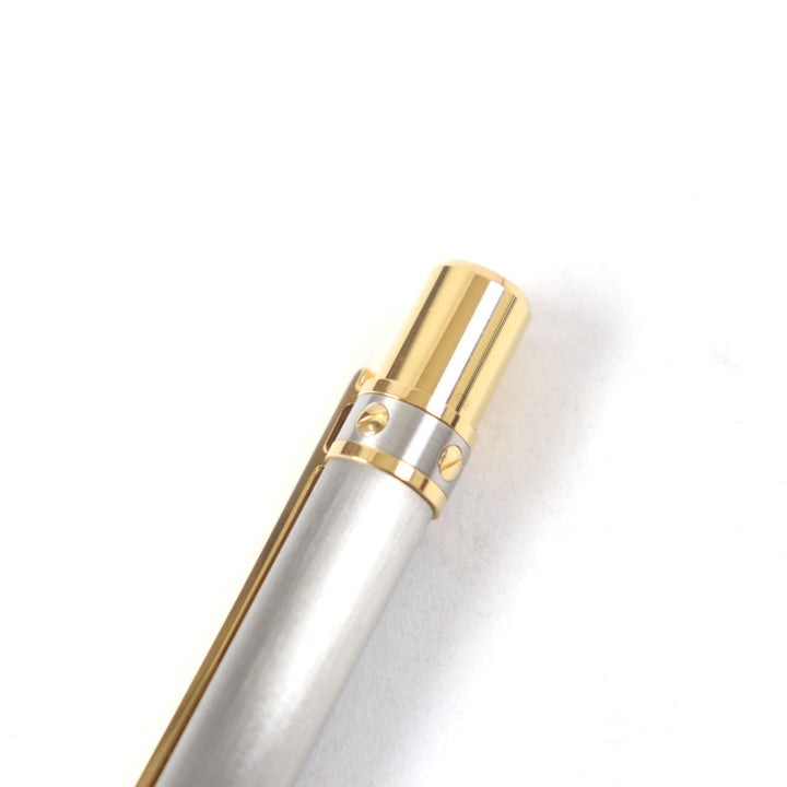 Excellent Cartier Ballpoint pen Logo engraved twist style Silver gold mens