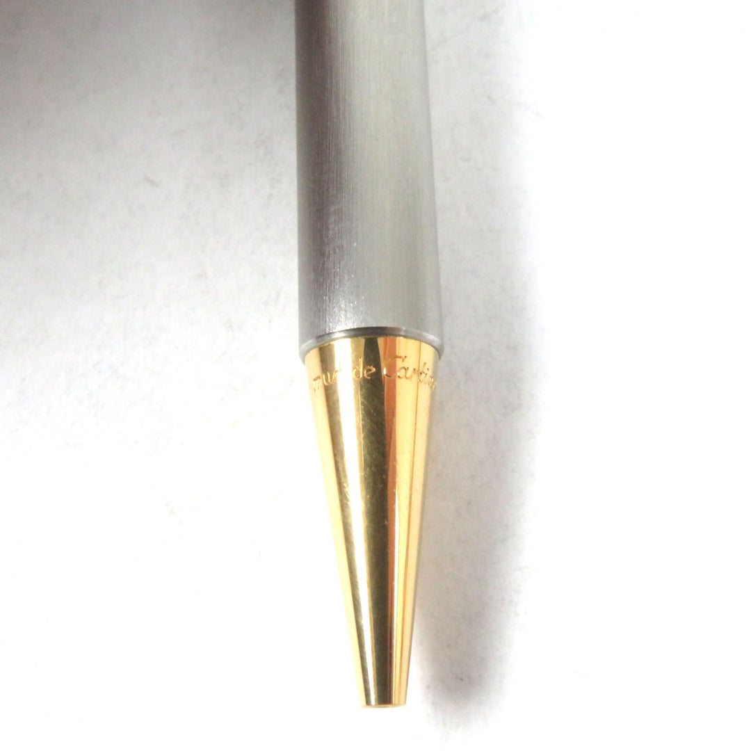 Excellent Cartier Ballpoint pen Logo engraved twist style Silver gold mens