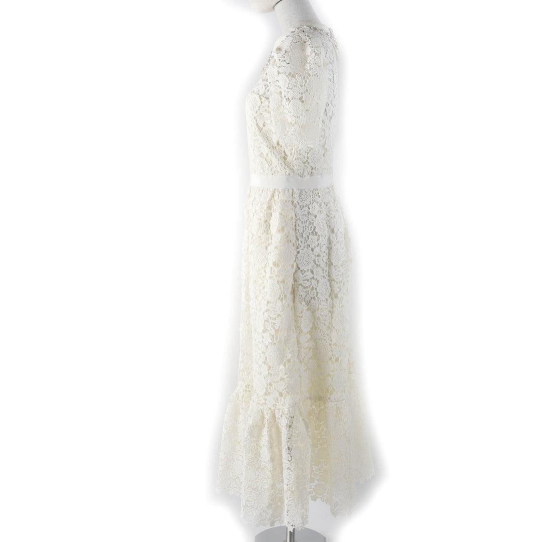 Excellent SELF PORTRAIT dress Floral lace with fake pearls Ivory Women RS22-034M