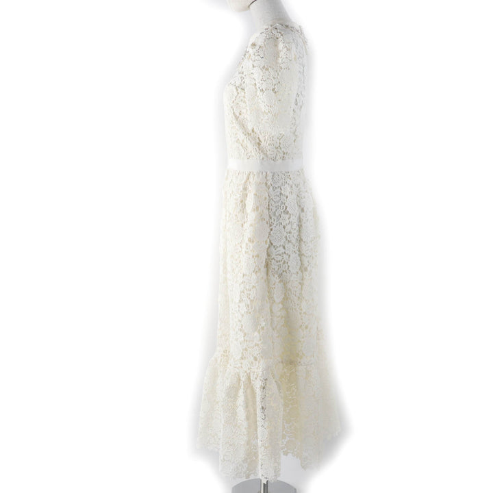 Excellent SELF PORTRAIT dress Floral lace with fake pearls Ivory Women RS22-034M