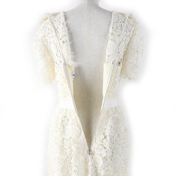 Excellent SELF PORTRAIT dress Floral lace with fake pearls Ivory Women RS22-034M