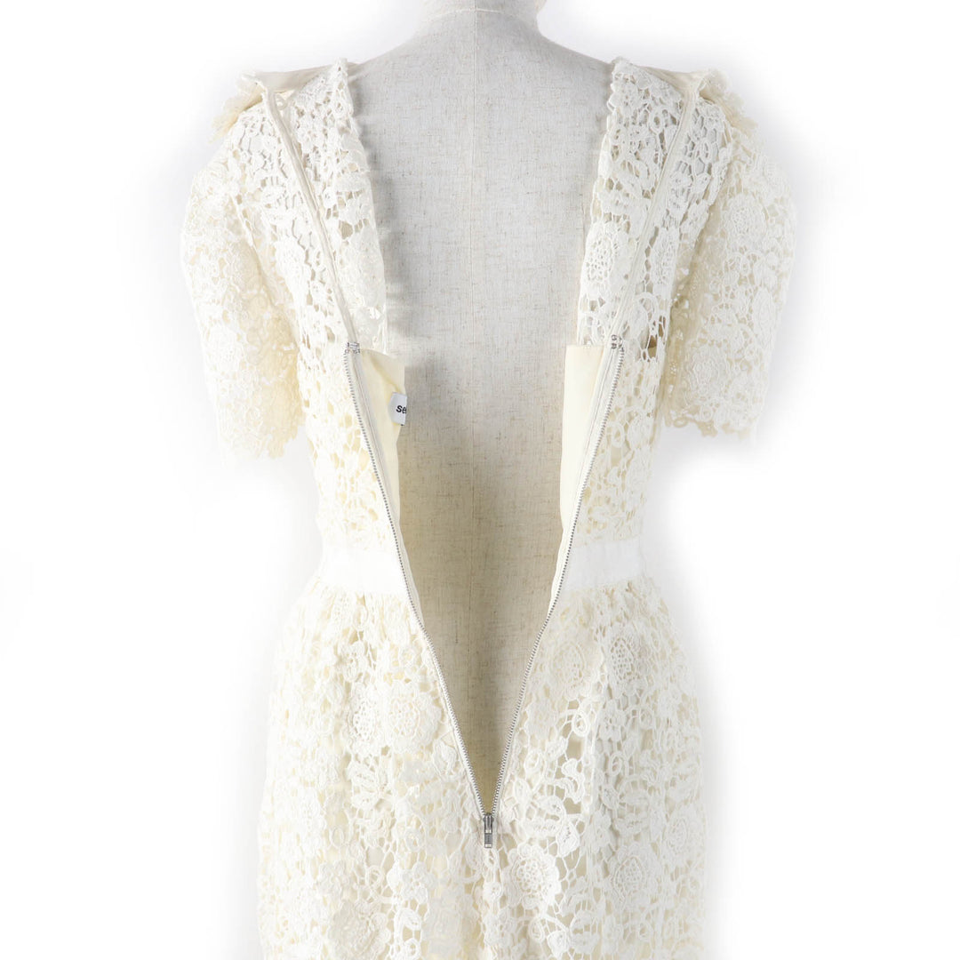 Excellent SELF PORTRAIT dress Floral lace with fake pearls Ivory Women RS22-034M