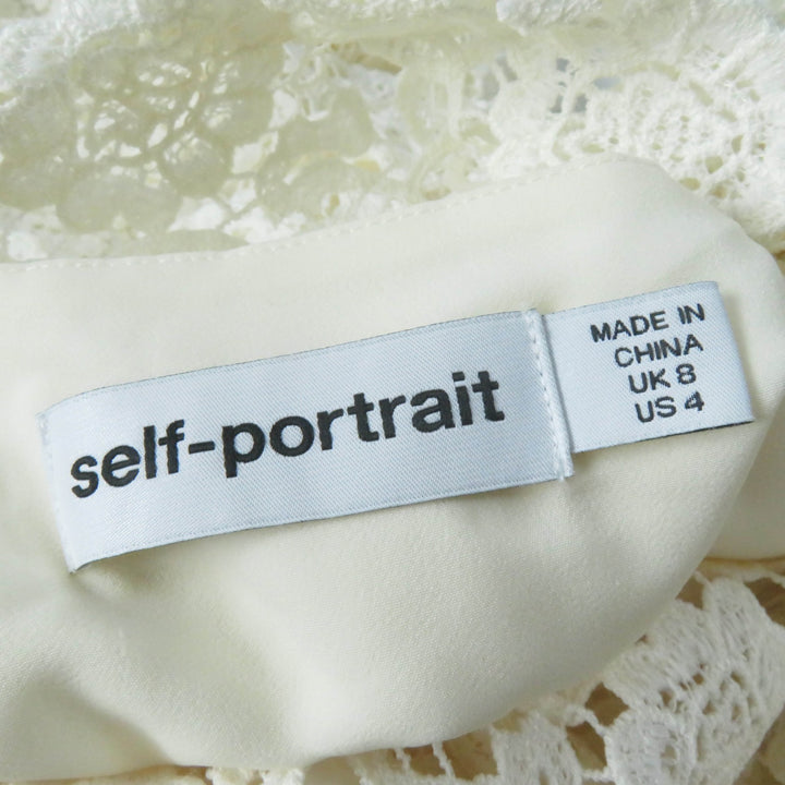 Excellent SELF PORTRAIT dress Floral lace with fake pearls Ivory Women RS22-034M