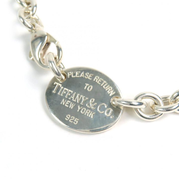 Great TIFFANY&Co. Necklace oval tag choker Silver SV925 mens